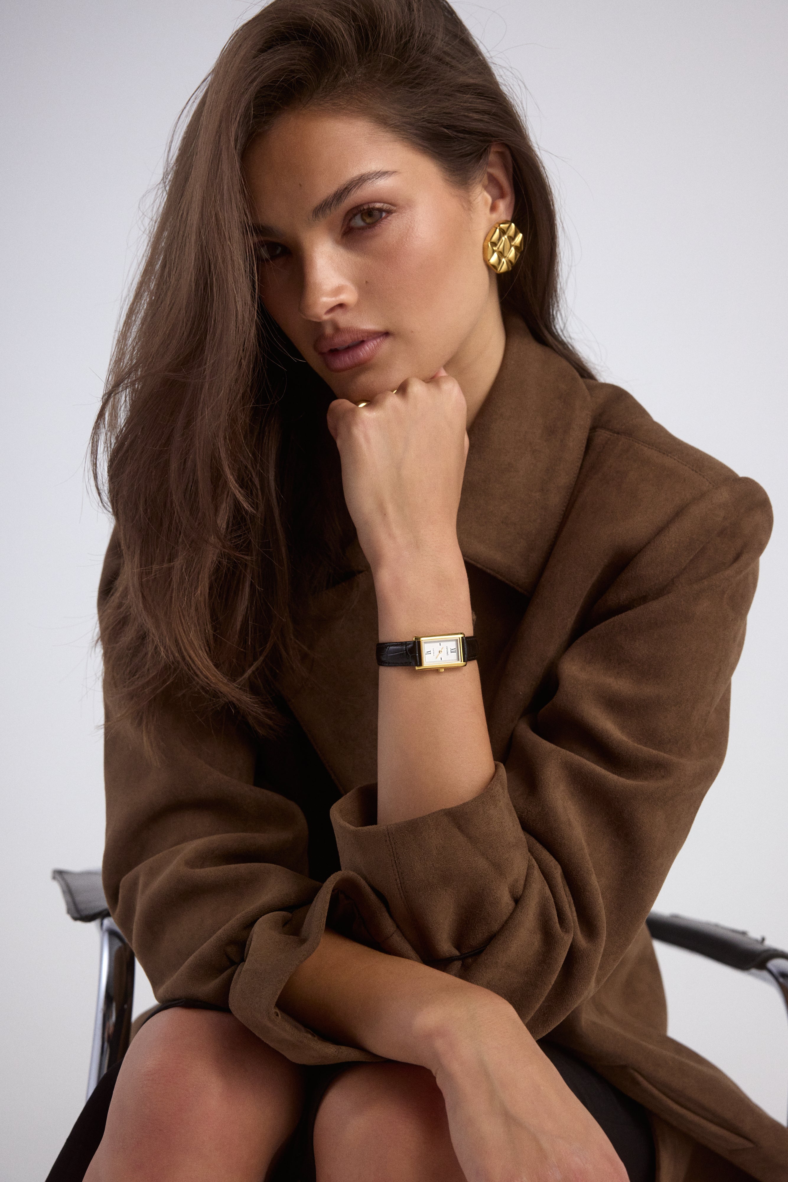 Classic | Black Croc Leather Watch Band | Gold - Image 6
