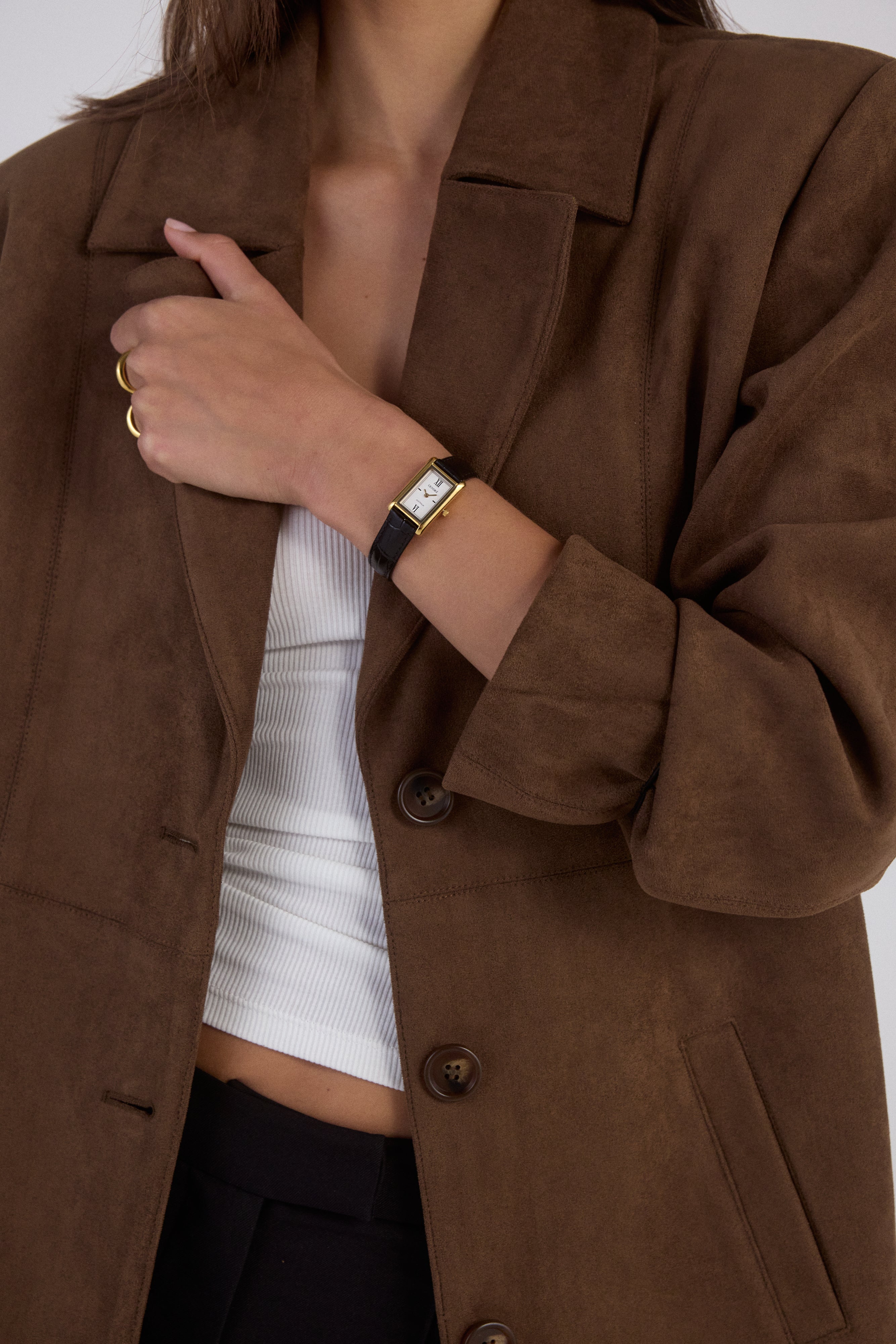 Classic | Black Croc Leather Watch Band | Gold - Image 7