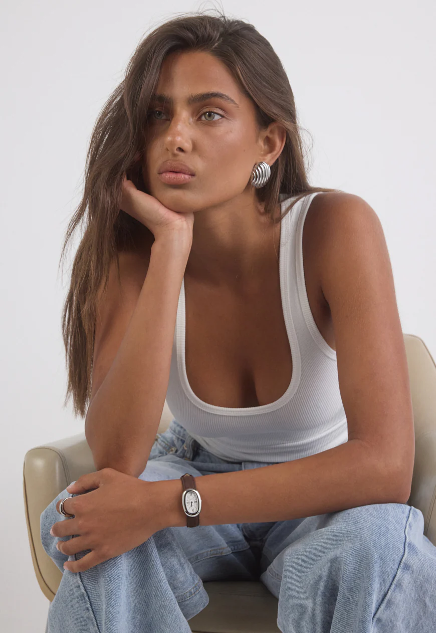 Classic | Chocolate Suede Watch Band | Silver - Image 3